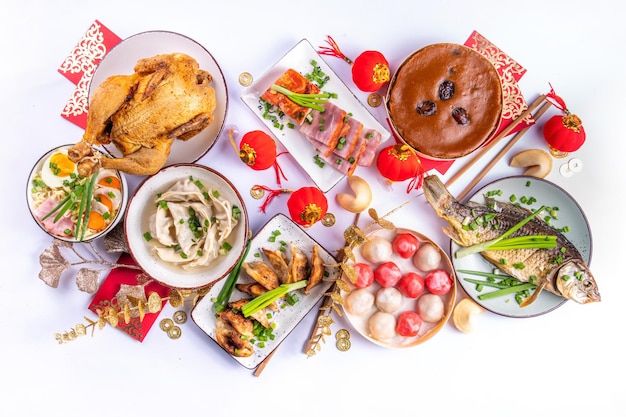 Assorted prepared dishes on table